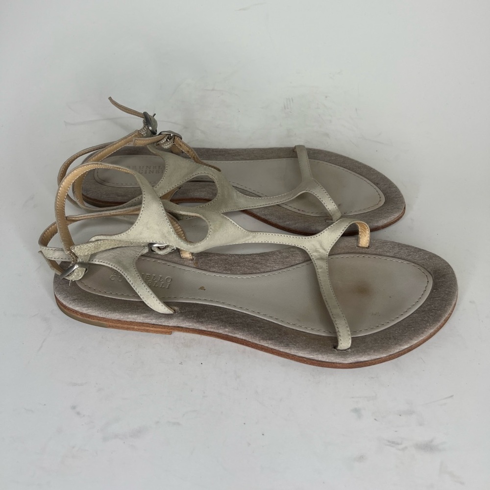 brunello cucinelli Sandals Women Size 36 US 5 Gray Leather Ankle Strap Italy